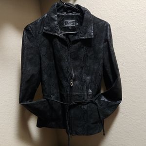 Sold Leather snakeskin tie waist jacket